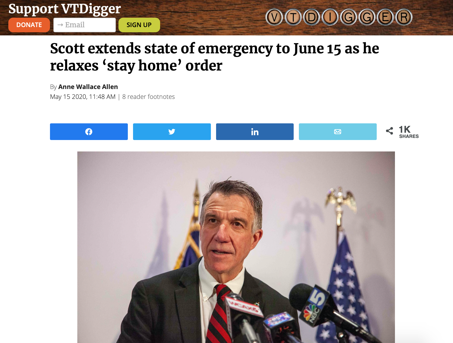 Vermont Governor Phil Scott Extends “State Of Emergency” To June 15 ...